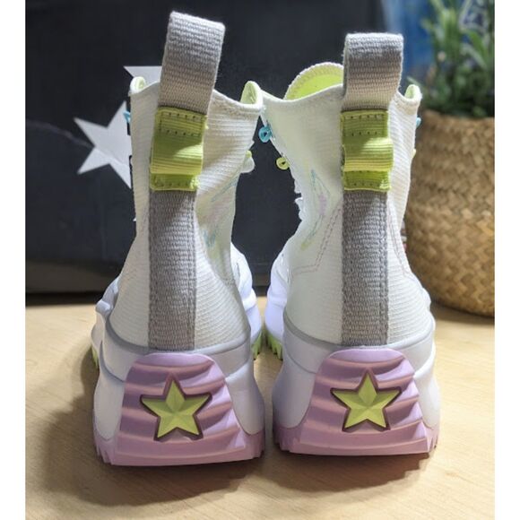 Converse Run Star Hike White Pink Green Platform Sneakers Unisex W9.5 M8 NIB - Picture 7 of 15
